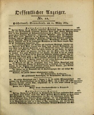 Amtsblatt für den Regierungsbezirk Düsseldorf Samstag 20. März 1830