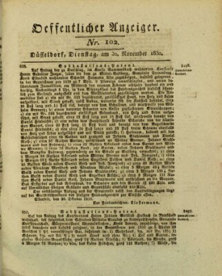 Amtsblatt für den Regierungsbezirk Düsseldorf Dienstag 30. November 1830