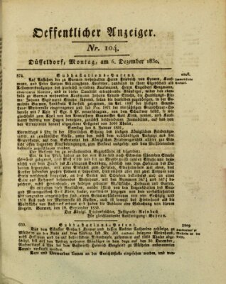 Amtsblatt für den Regierungsbezirk Düsseldorf Montag 6. Dezember 1830