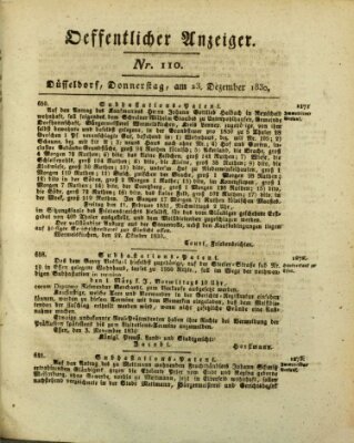 Amtsblatt für den Regierungsbezirk Düsseldorf Donnerstag 23. Dezember 1830