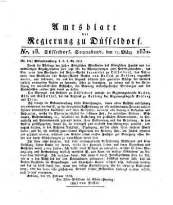 Amtsblatt für den Regierungsbezirk Düsseldorf Samstag 17. März 1832