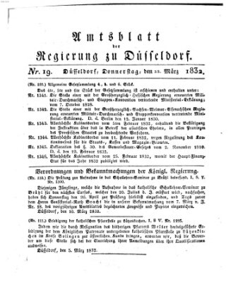Amtsblatt für den Regierungsbezirk Düsseldorf Donnerstag 22. März 1832