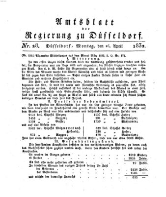 Amtsblatt für den Regierungsbezirk Düsseldorf Montag 16. April 1832