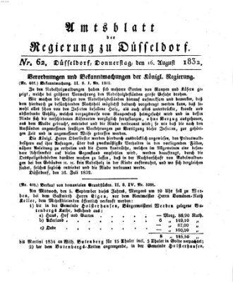 Amtsblatt für den Regierungsbezirk Düsseldorf Donnerstag 16. August 1832