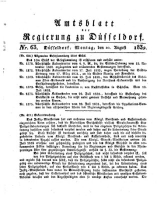 Amtsblatt für den Regierungsbezirk Düsseldorf Montag 20. August 1832