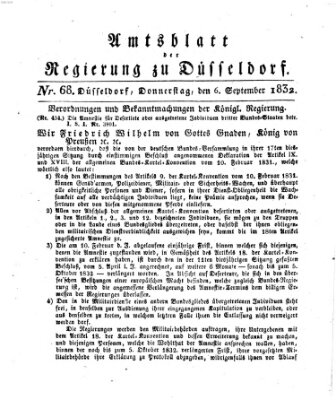 Amtsblatt für den Regierungsbezirk Düsseldorf Donnerstag 6. September 1832