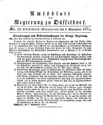 Amtsblatt für den Regierungsbezirk Düsseldorf Samstag 8. September 1832