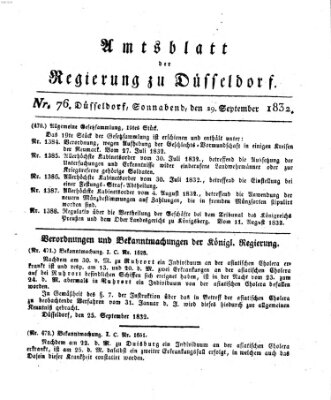 Amtsblatt für den Regierungsbezirk Düsseldorf Samstag 29. September 1832