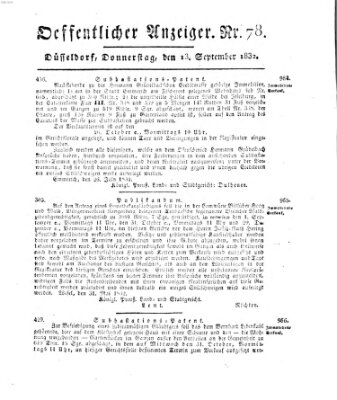 Amtsblatt für den Regierungsbezirk Düsseldorf Donnerstag 13. September 1832