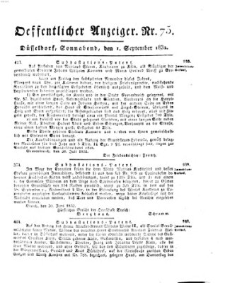 Amtsblatt für den Regierungsbezirk Düsseldorf Samstag 1. September 1832