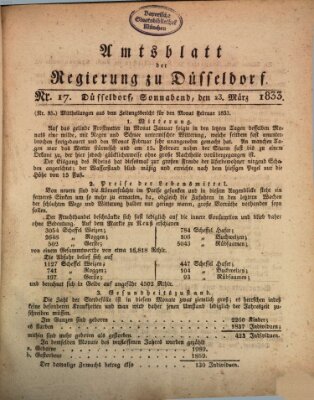 Amtsblatt für den Regierungsbezirk Düsseldorf Samstag 23. März 1833
