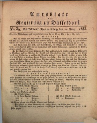 Amtsblatt für den Regierungsbezirk Düsseldorf Donnerstag 20. Juni 1833