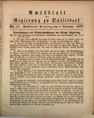 Amtsblatt für den Regierungsbezirk Düsseldorf Dienstag 26. November 1833