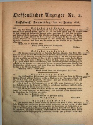 Amtsblatt für den Regierungsbezirk Düsseldorf Donnerstag 10. Januar 1833