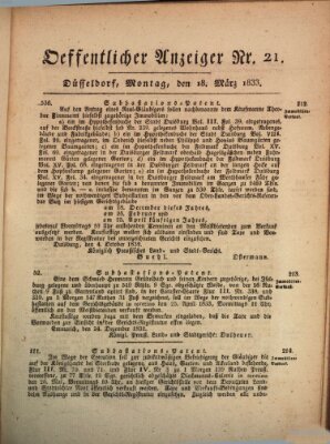 Amtsblatt für den Regierungsbezirk Düsseldorf Montag 18. März 1833