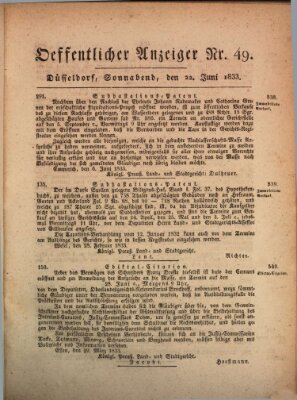 Amtsblatt für den Regierungsbezirk Düsseldorf Samstag 22. Juni 1833