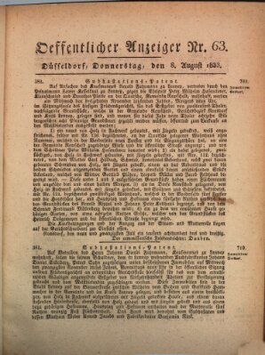 Amtsblatt für den Regierungsbezirk Düsseldorf Donnerstag 8. August 1833