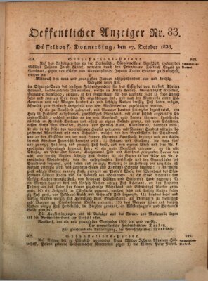 Amtsblatt für den Regierungsbezirk Düsseldorf Donnerstag 17. Oktober 1833
