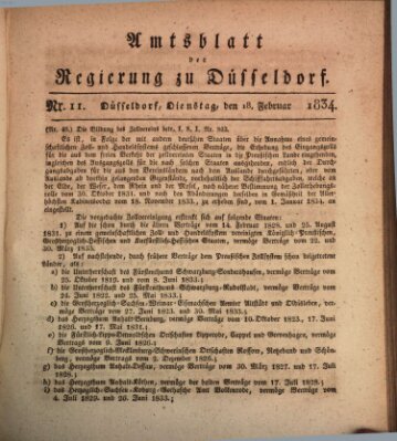 Amtsblatt für den Regierungsbezirk Düsseldorf Dienstag 18. Februar 1834