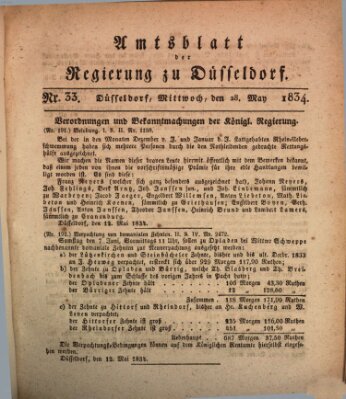 Amtsblatt für den Regierungsbezirk Düsseldorf Mittwoch 28. Mai 1834