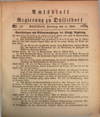 Amtsblatt für den Regierungsbezirk Düsseldorf Freitag 27. Juni 1834
