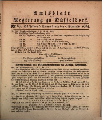 Amtsblatt für den Regierungsbezirk Düsseldorf Samstag 6. September 1834