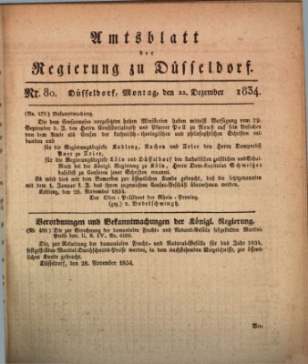 Amtsblatt für den Regierungsbezirk Düsseldorf Montag 22. Dezember 1834