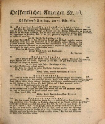 Amtsblatt für den Regierungsbezirk Düsseldorf Freitag 21. März 1834