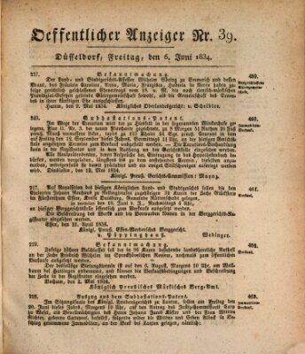 Amtsblatt für den Regierungsbezirk Düsseldorf Freitag 6. Juni 1834