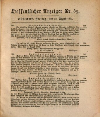 Amtsblatt für den Regierungsbezirk Düsseldorf Freitag 22. August 1834