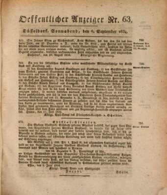 Amtsblatt für den Regierungsbezirk Düsseldorf Samstag 6. September 1834