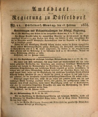 Amtsblatt für den Regierungsbezirk Düsseldorf Montag 23. Februar 1835