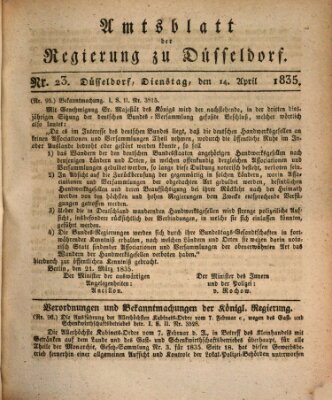 Amtsblatt für den Regierungsbezirk Düsseldorf Dienstag 14. April 1835