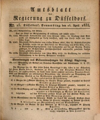 Amtsblatt für den Regierungsbezirk Düsseldorf Donnerstag 23. April 1835