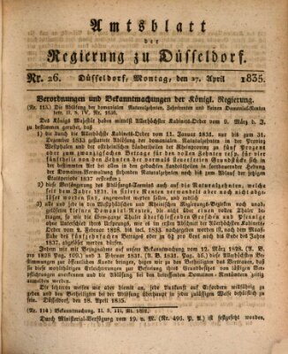 Amtsblatt für den Regierungsbezirk Düsseldorf Montag 27. April 1835