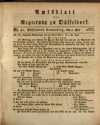 Amtsblatt für den Regierungsbezirk Düsseldorf Donnerstag 9. Juli 1835