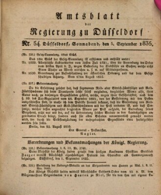 Amtsblatt für den Regierungsbezirk Düsseldorf Samstag 5. September 1835