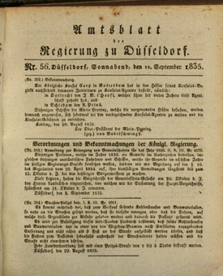 Amtsblatt für den Regierungsbezirk Düsseldorf Samstag 12. September 1835