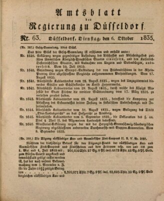 Amtsblatt für den Regierungsbezirk Düsseldorf Dienstag 6. Oktober 1835