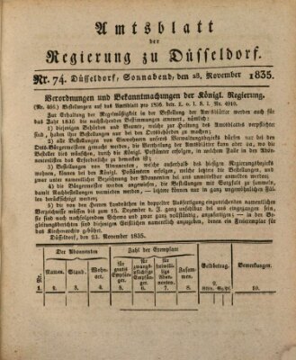 Amtsblatt für den Regierungsbezirk Düsseldorf Samstag 28. November 1835