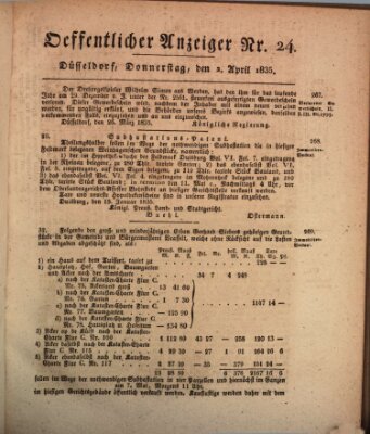 Amtsblatt für den Regierungsbezirk Düsseldorf Donnerstag 2. April 1835