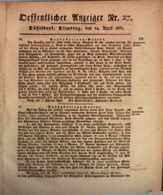 Amtsblatt für den Regierungsbezirk Düsseldorf Dienstag 14. April 1835