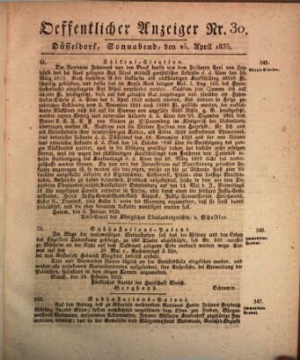 Amtsblatt für den Regierungsbezirk Düsseldorf Samstag 25. April 1835
