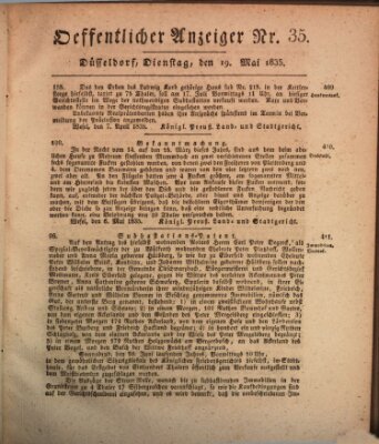 Amtsblatt für den Regierungsbezirk Düsseldorf Dienstag 19. Mai 1835