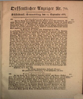 Amtsblatt für den Regierungsbezirk Düsseldorf Donnerstag 17. September 1835