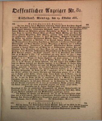 Amtsblatt für den Regierungsbezirk Düsseldorf Montag 19. Oktober 1835
