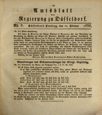 Amtsblatt für den Regierungsbezirk Düsseldorf Freitag 12. Februar 1836