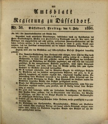 Amtsblatt für den Regierungsbezirk Düsseldorf Freitag 8. Juli 1836