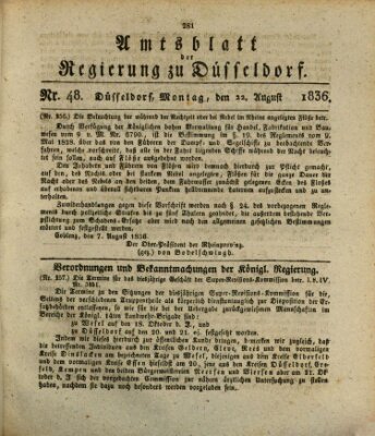Amtsblatt für den Regierungsbezirk Düsseldorf Montag 22. August 1836