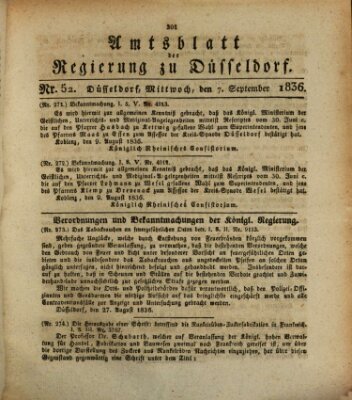 Amtsblatt für den Regierungsbezirk Düsseldorf Mittwoch 7. September 1836